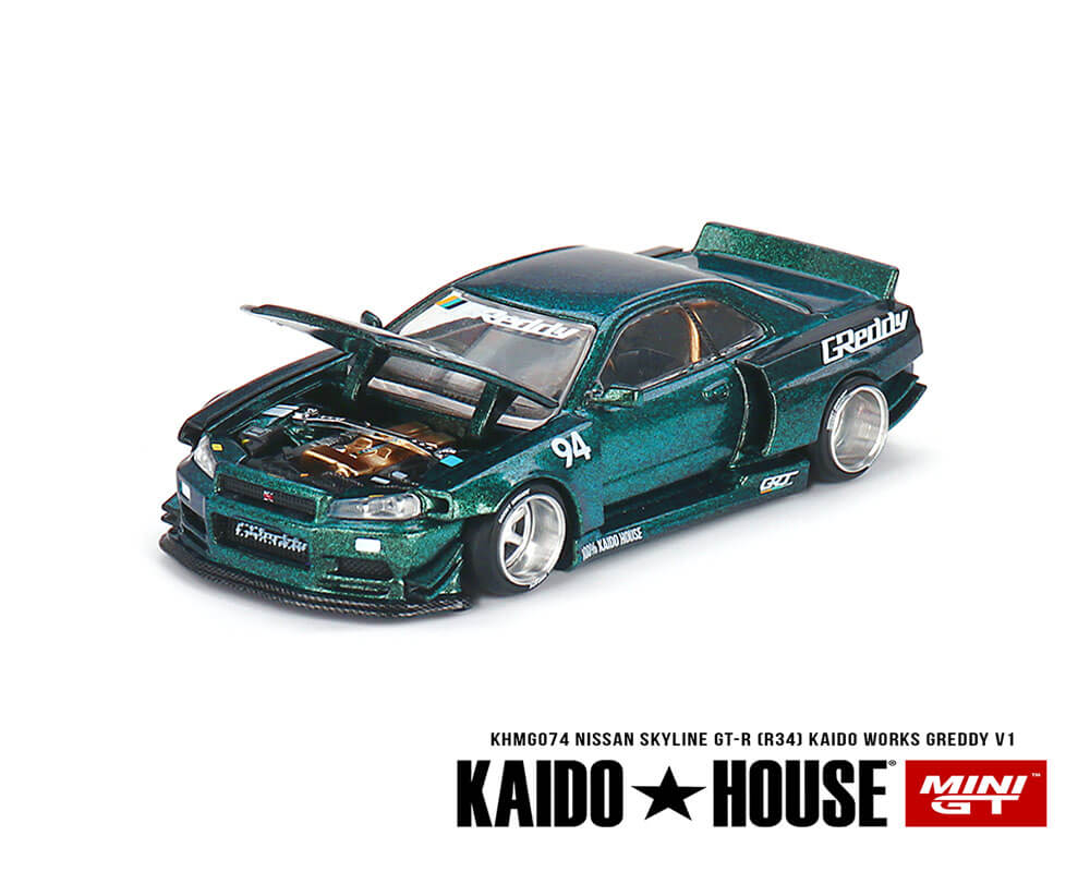 *Preorder* Mini GT x Kaido House Nissan GTR R34 - GReddy V1 Green