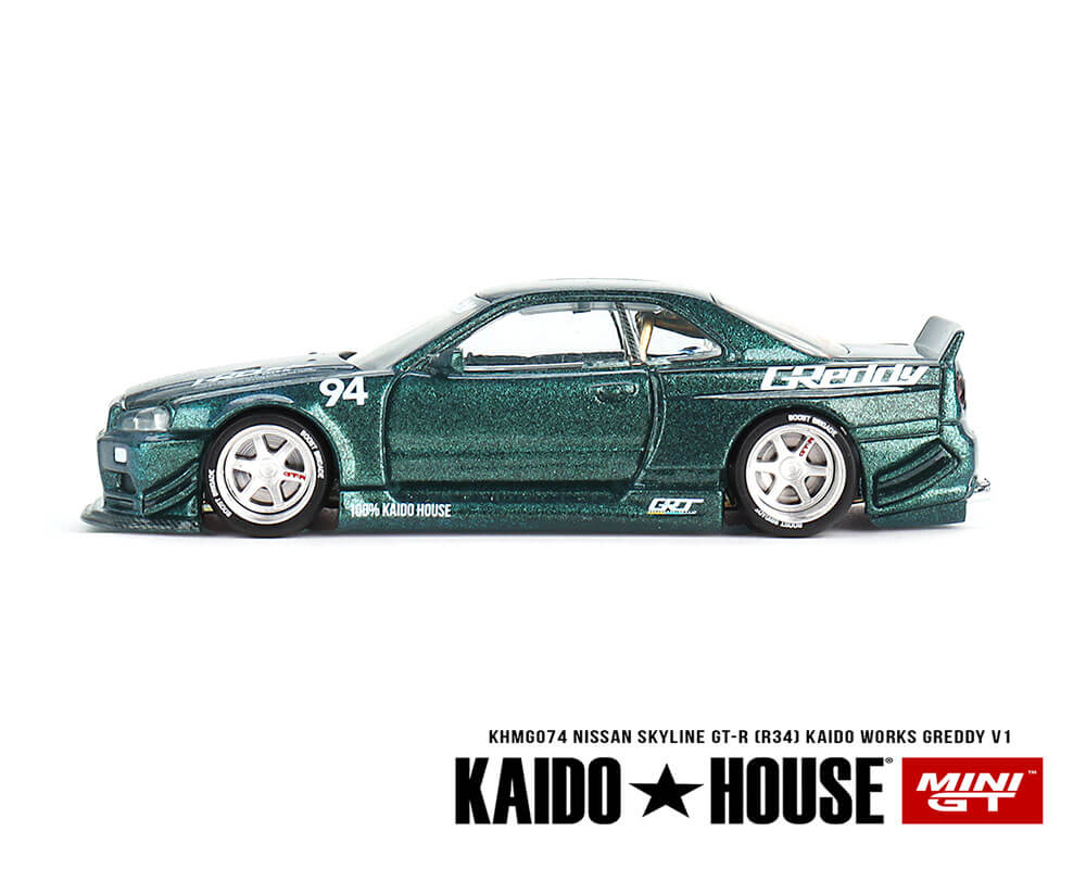 *Preorder* Mini GT x Kaido House Nissan GTR R34 - GReddy V1 Green