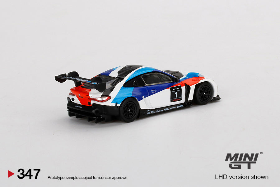 Mini GT BMW M4 GT3 Presentation rear view on white background