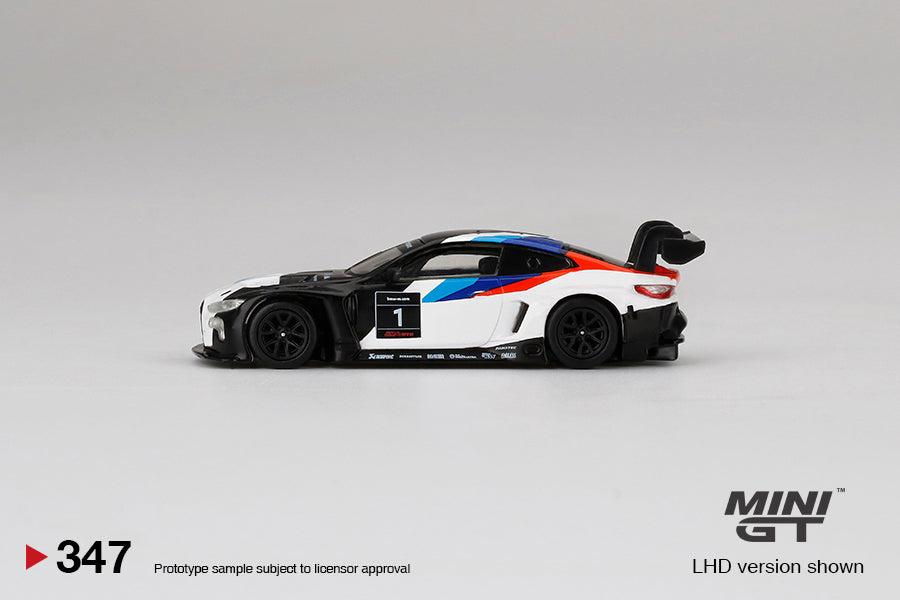 Mini GT BMW M4 GT3 Presentation side view on white background